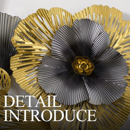 Elegant 3D floral metal wall art from Nutshell in gold and silver tones for stylish home decor