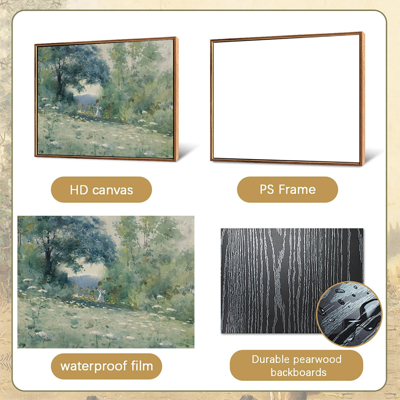 Nutshell flower themed canvas wall art featuring vibrant blooms on an HD canvas with a durable frame