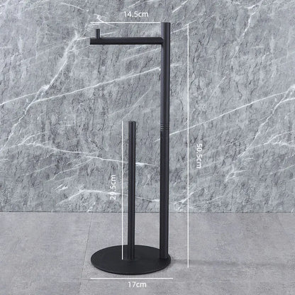 Nutshell freestanding toilet paper holder with brush in stylish black design and modern dimensions