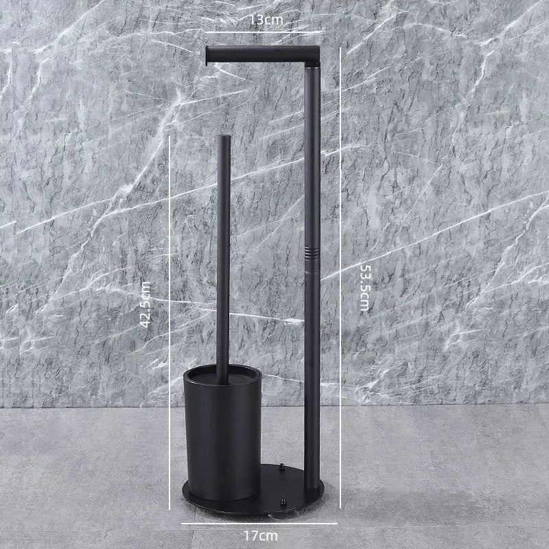 Nutshell freestanding toilet paper holder with brush in black, stylish and functional bathroom accessory