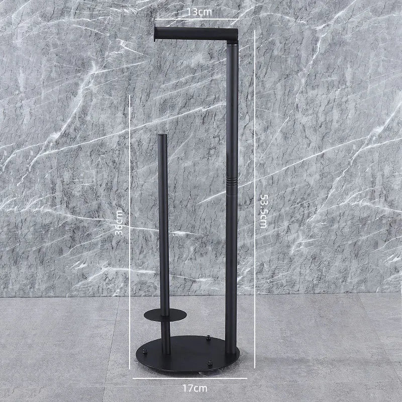 Nutshell freestanding toilet paper holder with brush in sleek black design for modern bathrooms