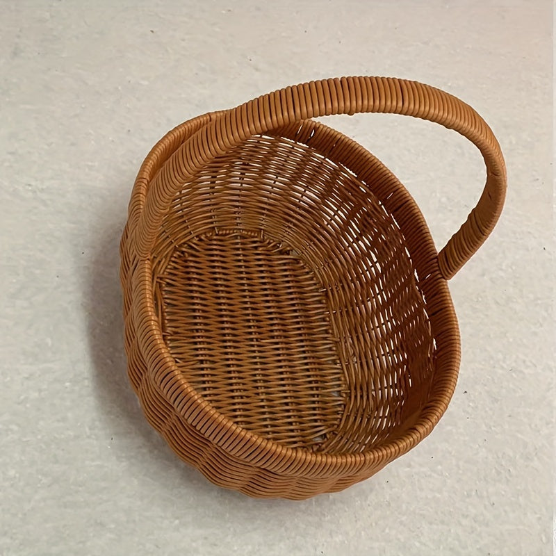 Functional wicker basket with handle for storage and organization, crafted by Nutshell