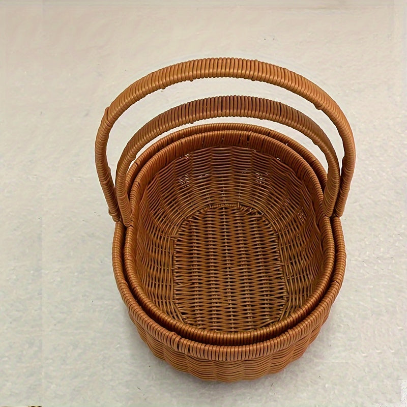 Functional wicker basket with handle, perfect for storage or carrying items with ease