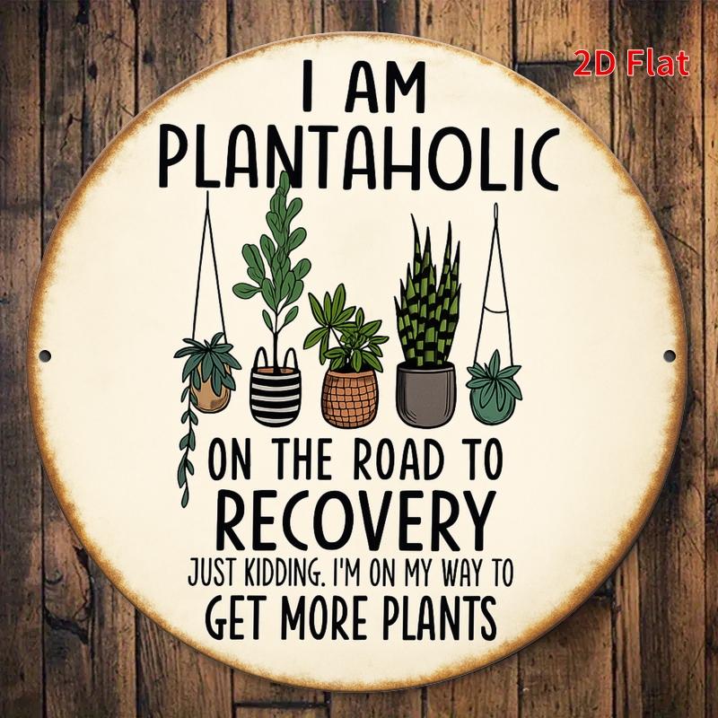 Funny plant lover wall sign featuring playful text and illustrations of various plants