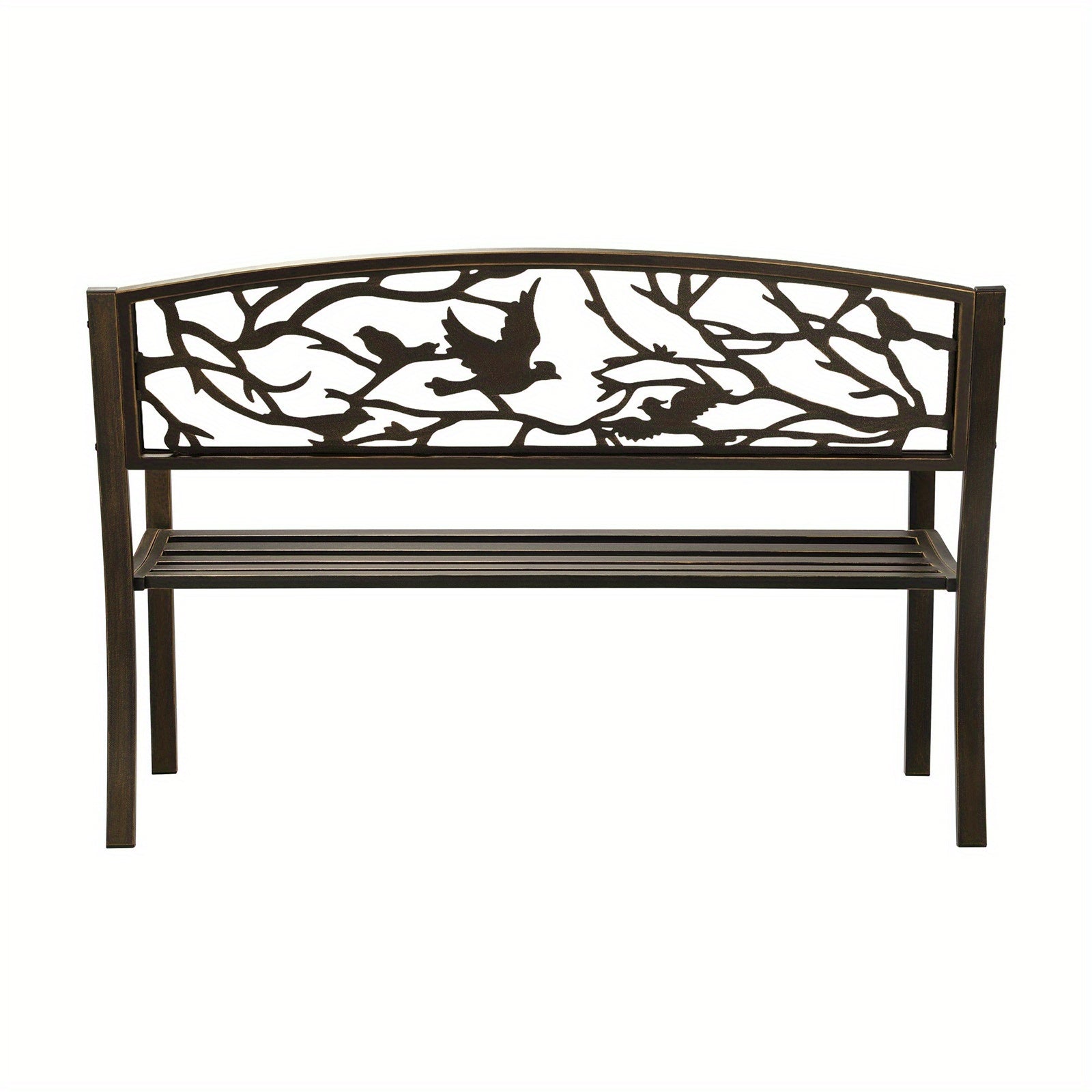 Nutshell Garden Bench 3 Seater with Decorative Bird and Branch Design for Outdoor Spaces