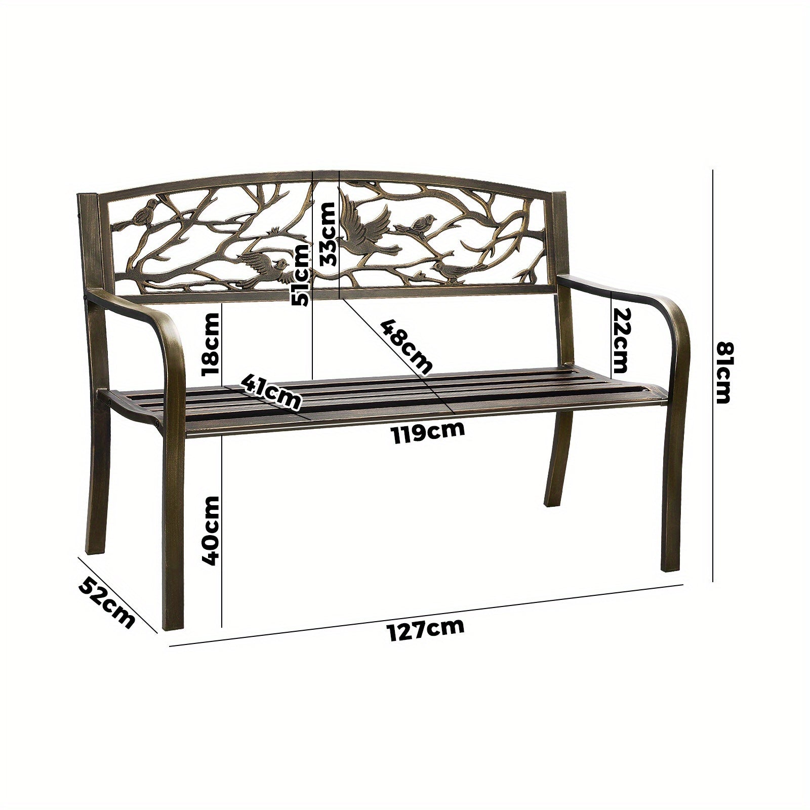 Nutshell Garden Bench 3 Seater with Elegant Design and Durable Metal Construction for Outdoor Spaces