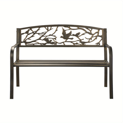 Elegant Garden Bench 3 Seater with Bird and Branch Design for Outdoor Relaxation