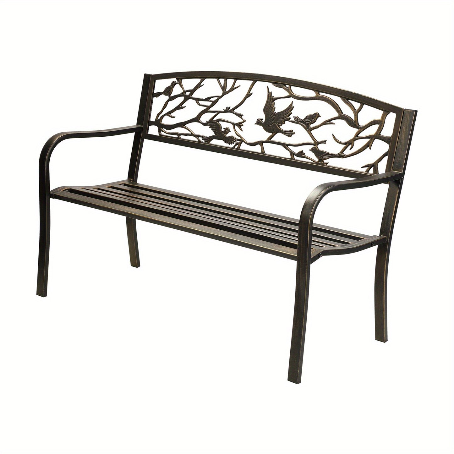 Nutshell Garden Bench 3 Seater with Decorative Bird Design for Outdoor Relaxation