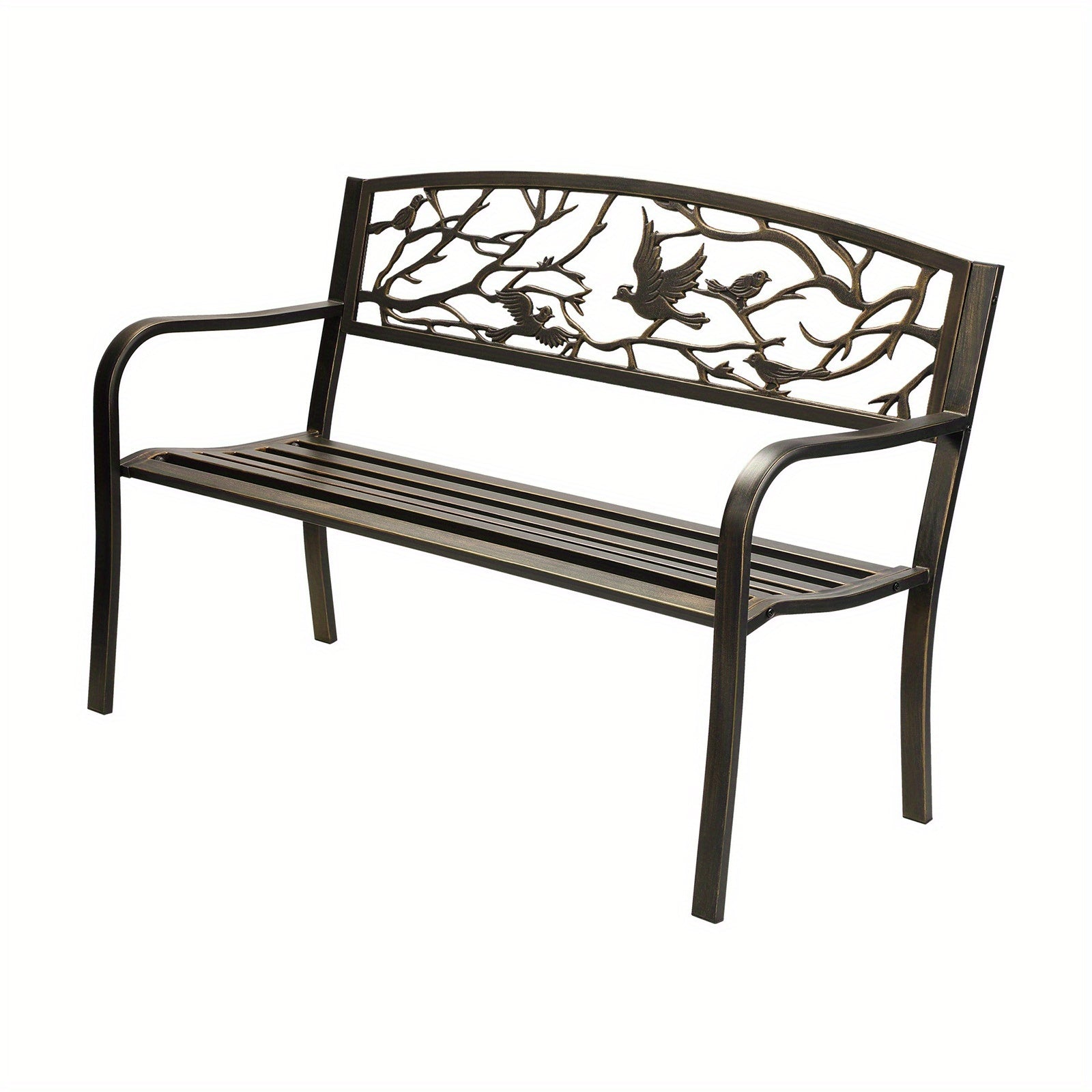 Nutshell Garden Bench 3 Seater with Decorative Bird Design for Outdoor Relaxation