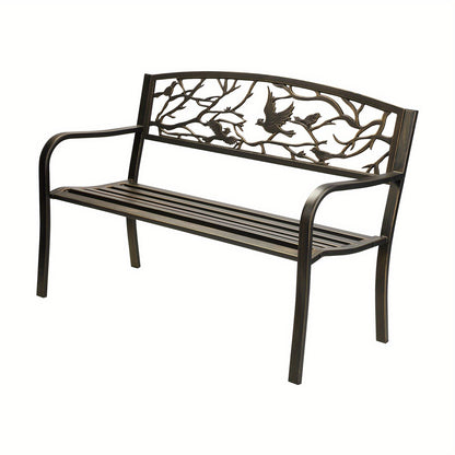 Nutshell Garden Bench 3 Seater with Decorative Bird Design for Outdoor Relaxation