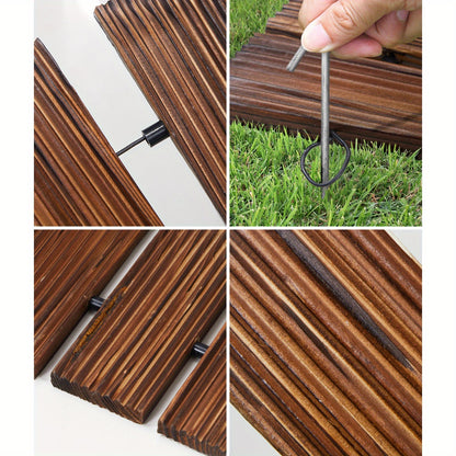Nutshell Roll-Out Straight Garden Pathway pieces showing installation method for easy outdoor use