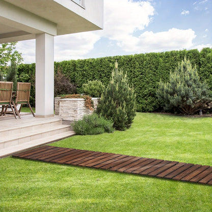 Nutshell Roll-Out Straight Garden Pathway Made of Durable Wood for Easy Lawn Access
