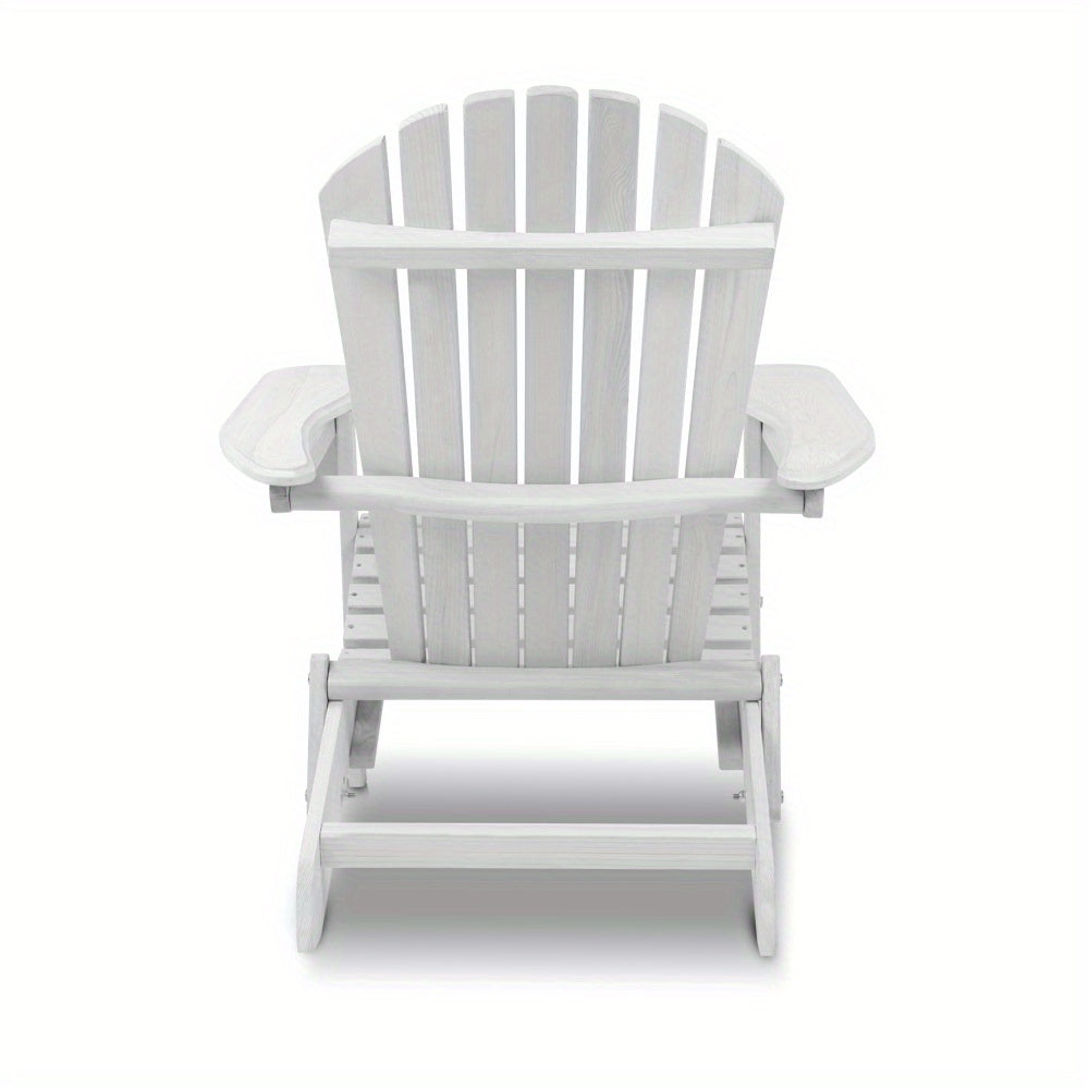 White Gardeon Adirondack table and chairs wooden rocking chair in classic outdoor style