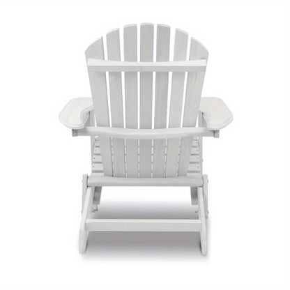 White Gardeon Adirondack table and chairs wooden rocking chair in classic outdoor style