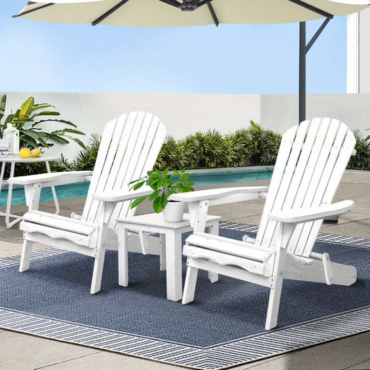 Nutshell Gardeon Adirondack table and chairs white wooden outdoor patio furniture set