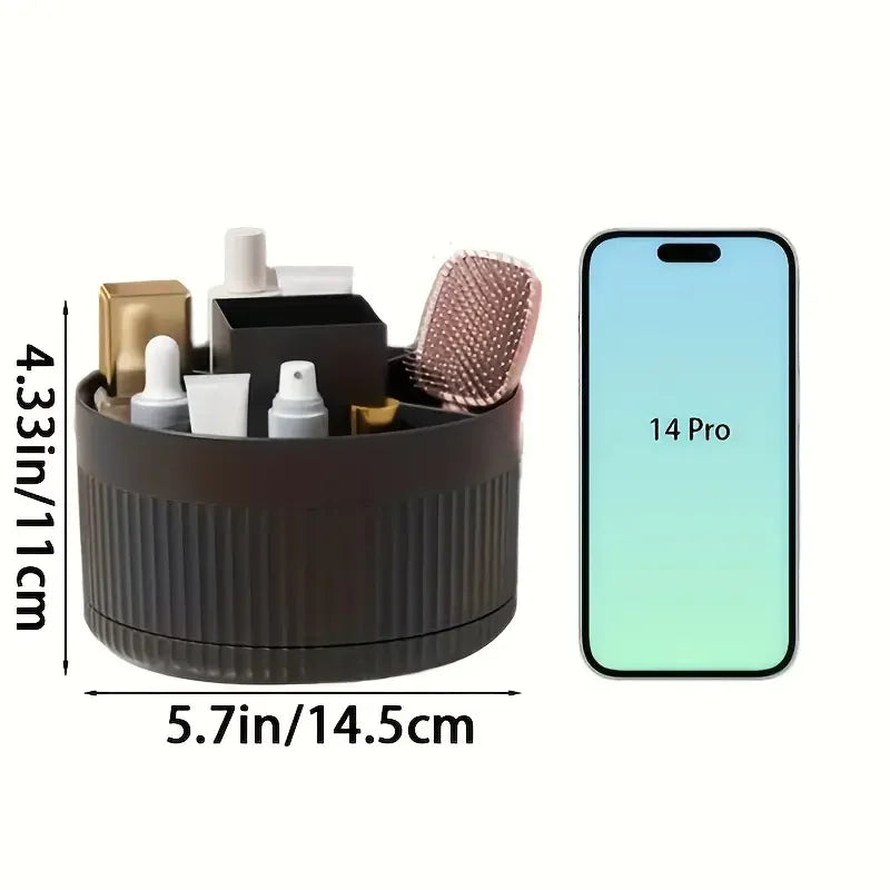 Nutshell 360 degree rotating makeup organizer black bathroom organiser holding beauty tools
