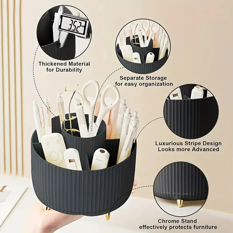 Nutshell black bathroom organiser with thickened material and separate storage compartments 360 degree rotating makeup organizer