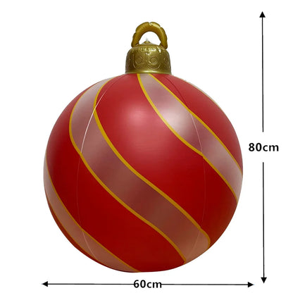 Giant outdoor Christmas inflatable ball in red and gold, perfect for festive holiday decorations