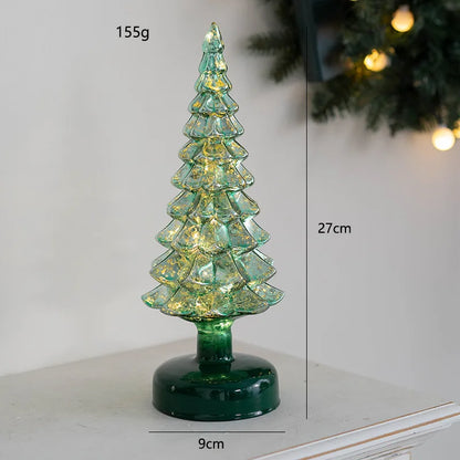 Nutshell glass Christmas tree ornament illuminated with LED lights, 27cm tall and 9cm wide
