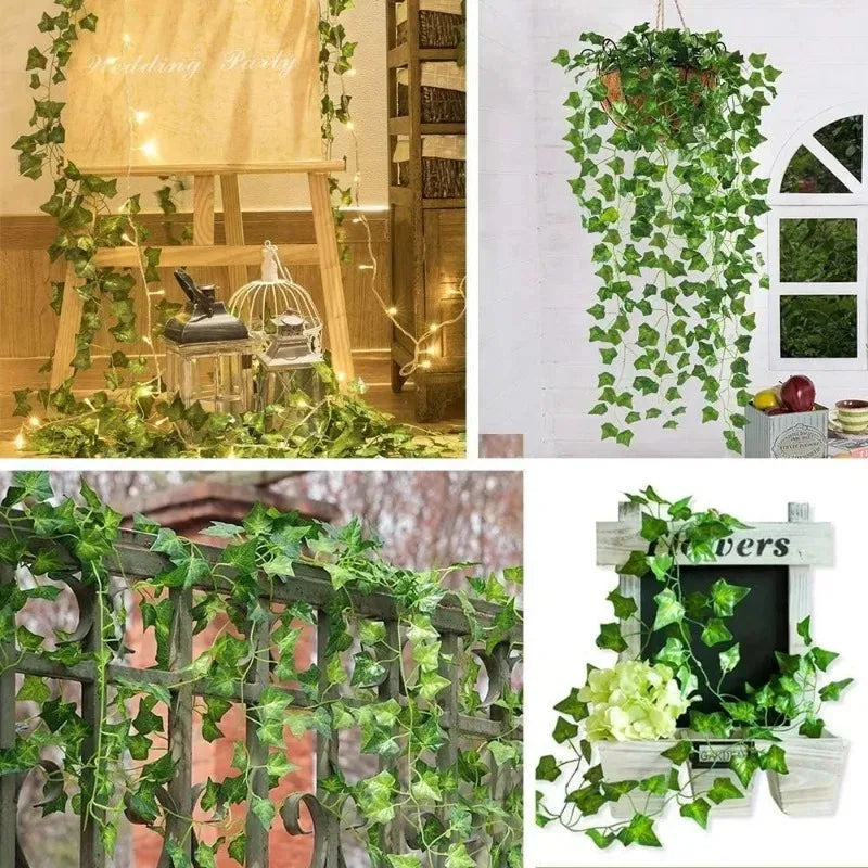 Artificial Green Ivy Leaf Rattan Creeper Vine decorating hanging pots fences ladders and window boxes