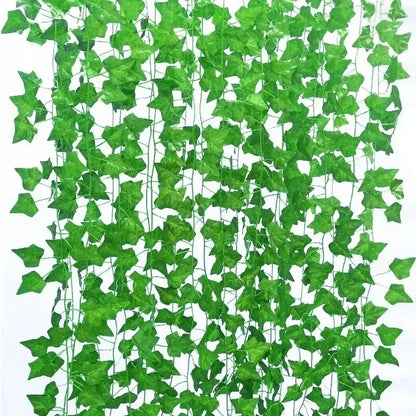 Nutshell Artificial Green Ivy Leaf Rattan Creeper Vine realistic hanging faux plant for wall and trellis decor