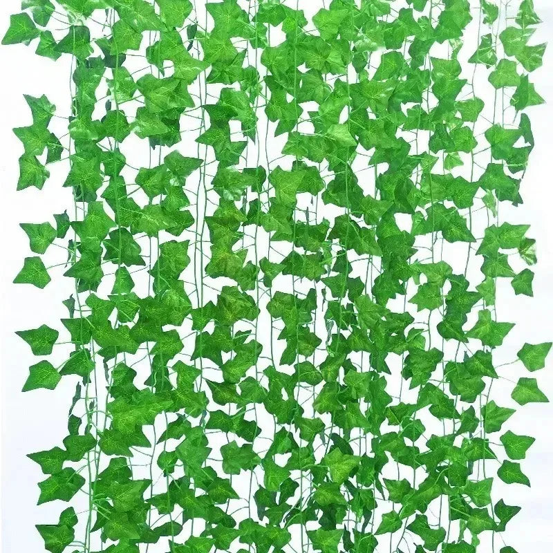Nutshell Artificial Green Ivy Leaf Rattan Creeper Vine hanging faux plant strands with dense green leaves