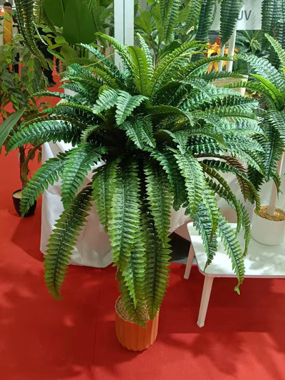 Nutshell artificial fern hanging plant in terracotta pot with realistic green fronds for indoor decor