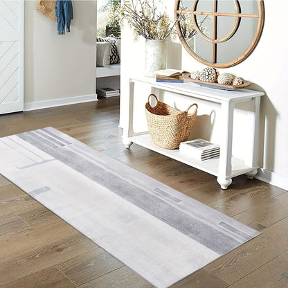 Stylish grey hallway runner rug featuring a modern abstract design suitable for home decor