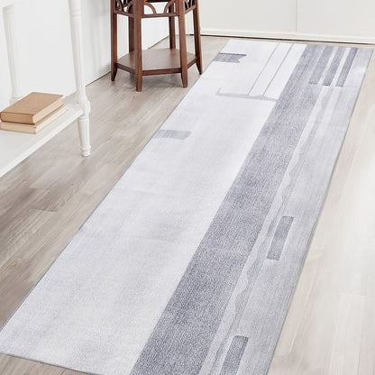 Nutshell grey hallway runner rug with modern abstract patterns, perfect for enhancing interior spaces