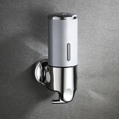 Nutshell Hand Liquid Soap Dispensers in sleek gray and chrome finish for modern bathrooms