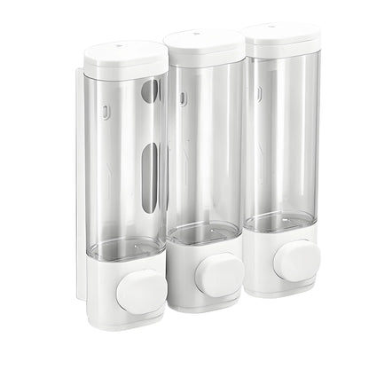 Nutshell Hand Liquid Soap Dispensers Wall-Mounted with Three Clear Containers for Easy Access