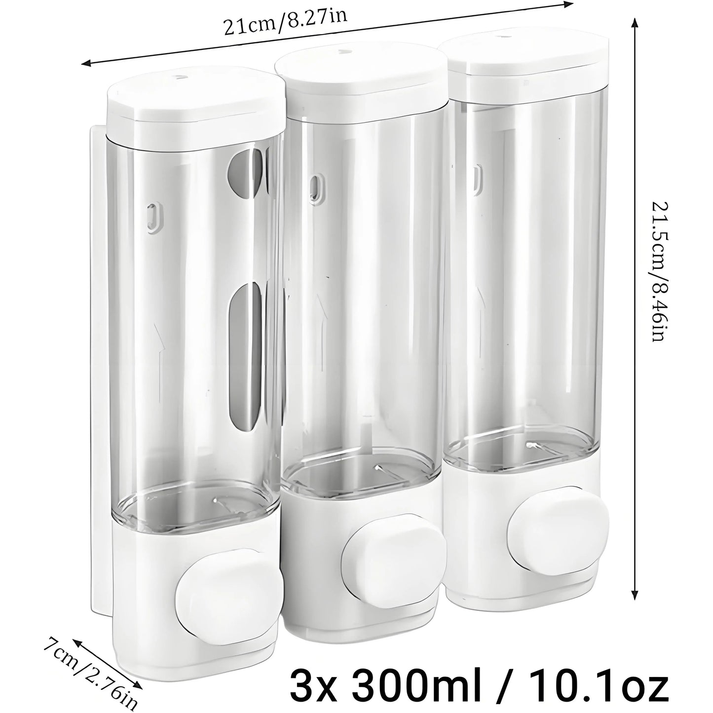 Nutshell Hand Liquid Soap Dispensers set of three, each 300ml, wall-mounted for easy access