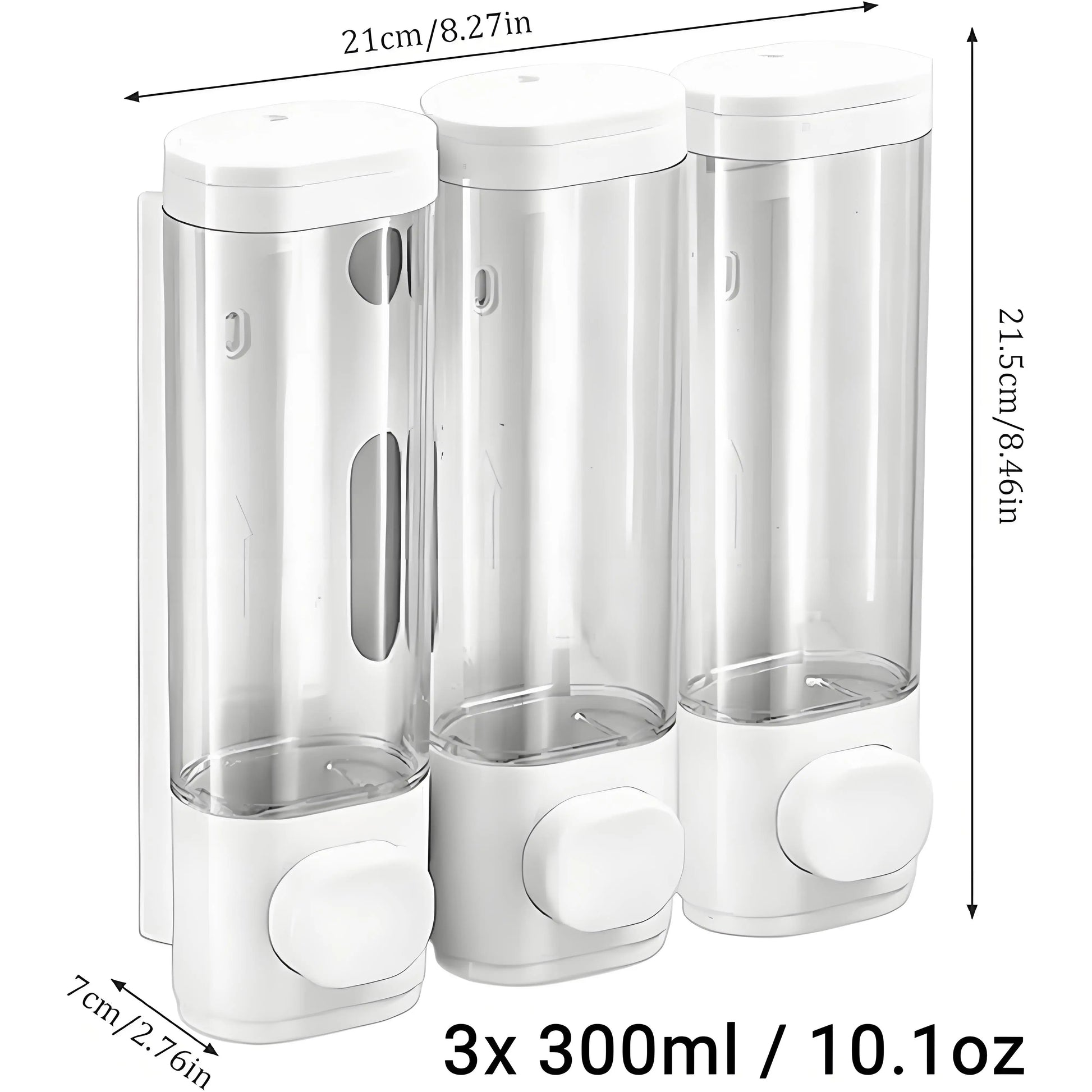 Nutshell Hand Liquid Soap Dispensers set of three, each 300ml, wall-mounted for easy access