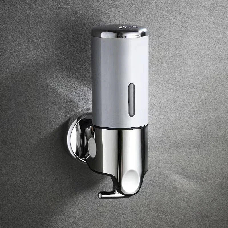 Sleek Wall-Mounted Hand Liquid Soap Dispenser in Gray and Chrome for Modern Bathrooms