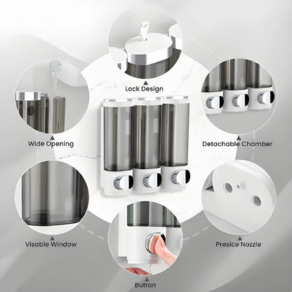 Nutshell Hand Liquid Soap Dispensers with lock design and detachable chamber for easy refilling