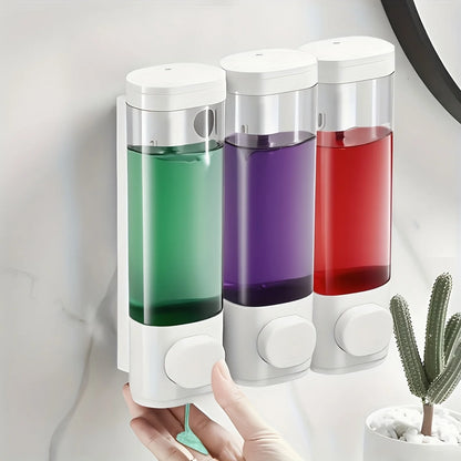 Nutshell Hand Liquid Soap Dispensers with three color options for convenient wall-mounted use
