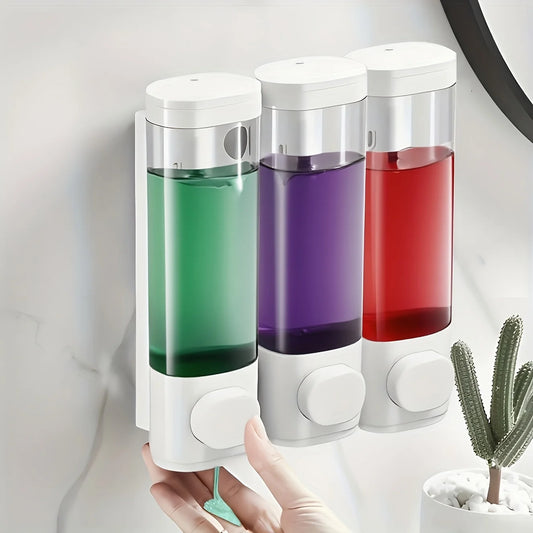 Nutshell Hand Liquid Soap Dispensers with three color options for convenient wall-mounted use