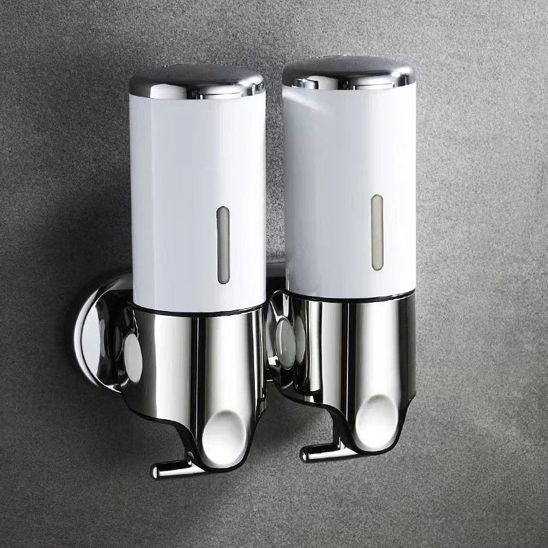 Nutshell Hand Liquid Soap Dispensers with Dual Containers for Easy Use in Bathrooms or Kitchens