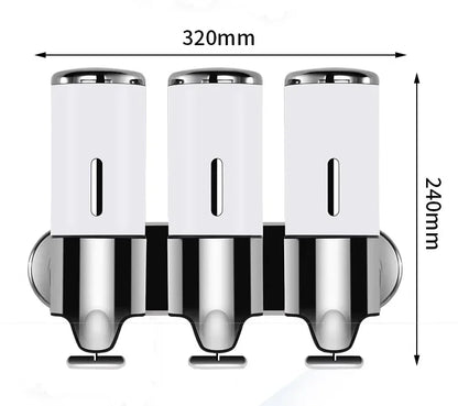 Nutshell Hand Liquid Soap Dispensers with three chambers for easy access in bathrooms or kitchens