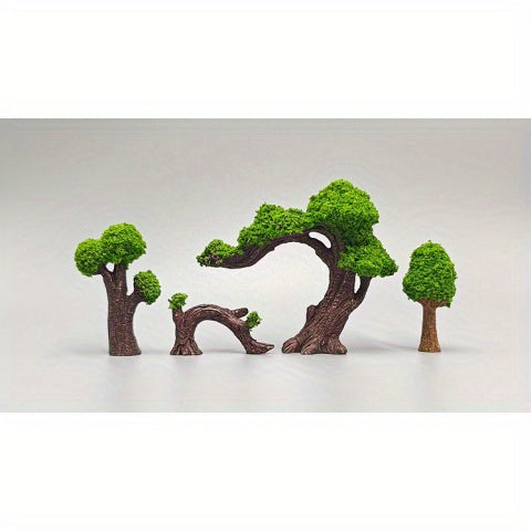 Handmade resin zen garden decor featuring detailed miniature trees and lush greenery