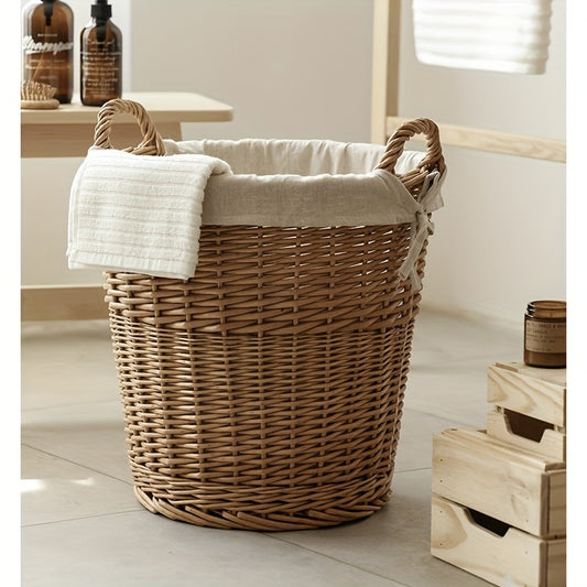 Handmade Woven Basket with a Fabric Insert for stylish storage and organization in any home