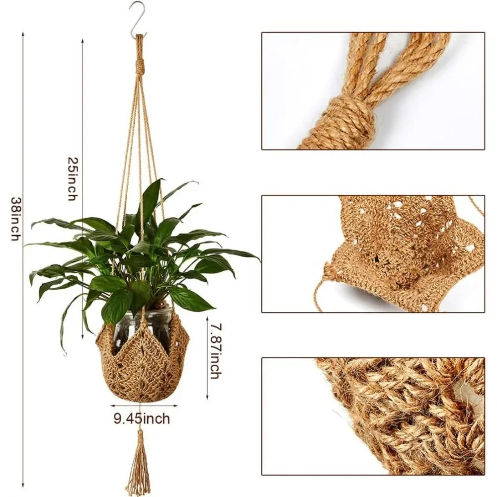 Nutshell Hanging Plant Macrame Basket in natural fibers with adjustable length for indoor plants