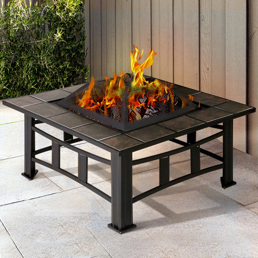 Nutshell Heavy Duty 2 in 1 Fire Pit and BBQ Grill with a sleek design and vibrant flames for outdoor gatherings