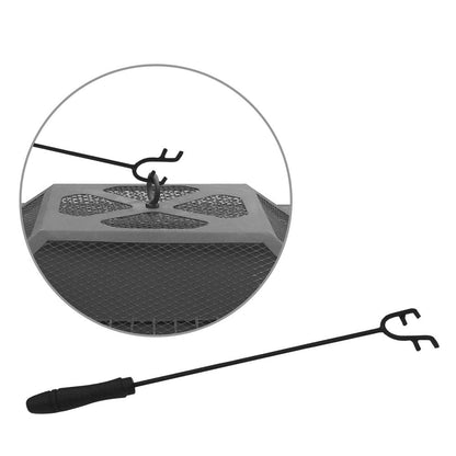 Heavy Duty 2 in 1 Fire Pit and BBQ Grill with a safety tool for grilling and fire management