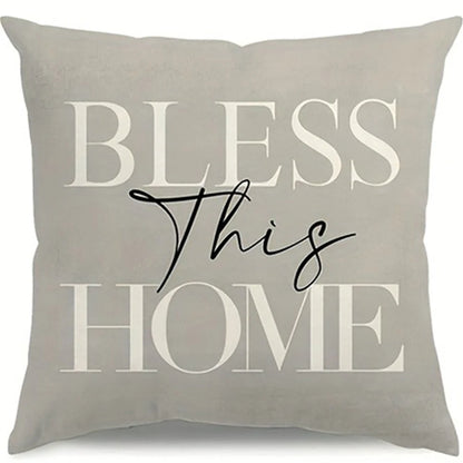Nutshell Bless This Home Cushion in neutral color, perfect for adding comfort to your Home Sweet Home Pillow Cases