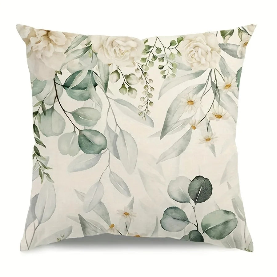 Nutshell Home Sweet Home Pillow Cases with Elegant Floral and Leaf Design for Cozy Home Decor