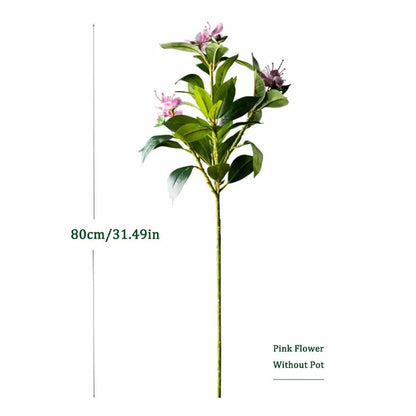 Nutshell realistic artificial magnolia tree for living room single 80cm pink flower stem faux plant without pot