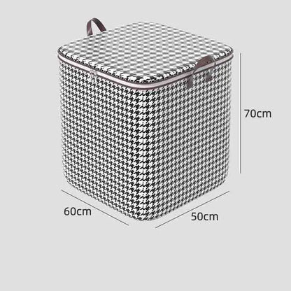 dust proof organizer box houndstooth fabric storage cube with zip lid and handles dimensions 70 cm by 60 cm by 50 cm