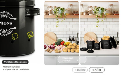 Nutshell Kitchen Organizer in Black for homeware food storage solutions with ventilation holes for air circulation