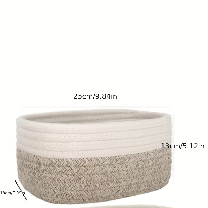 Nutshell Japanese style storage basket in white and beige with woven design, ideal for organizing items